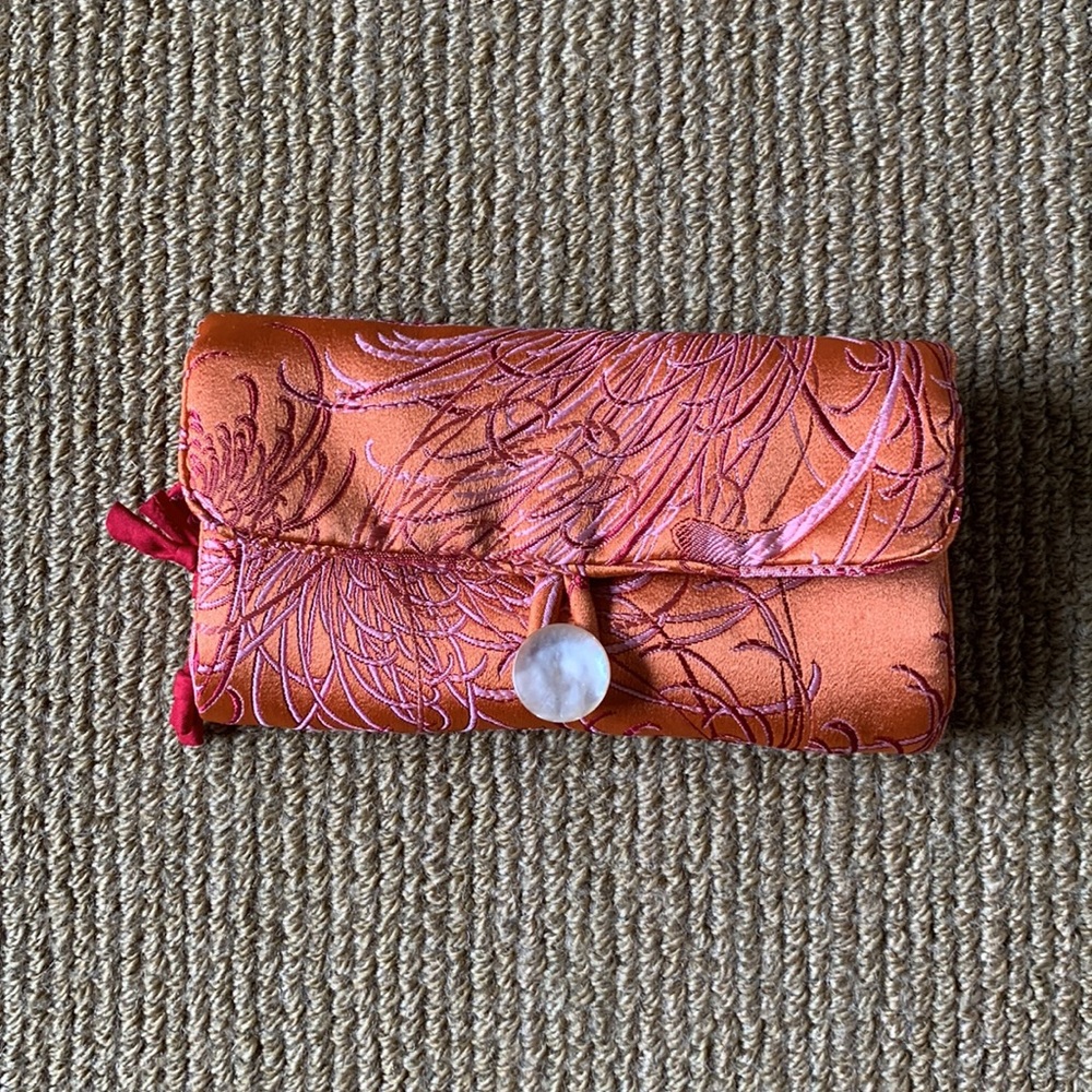 Silk travel jewelry roll